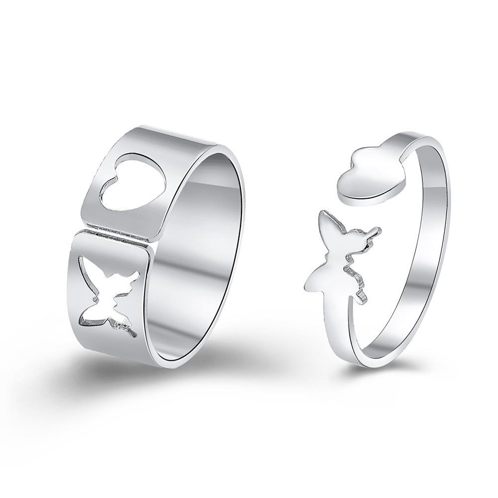 

For the new model, two-in-one open hollow butterfly love ring. срібний
