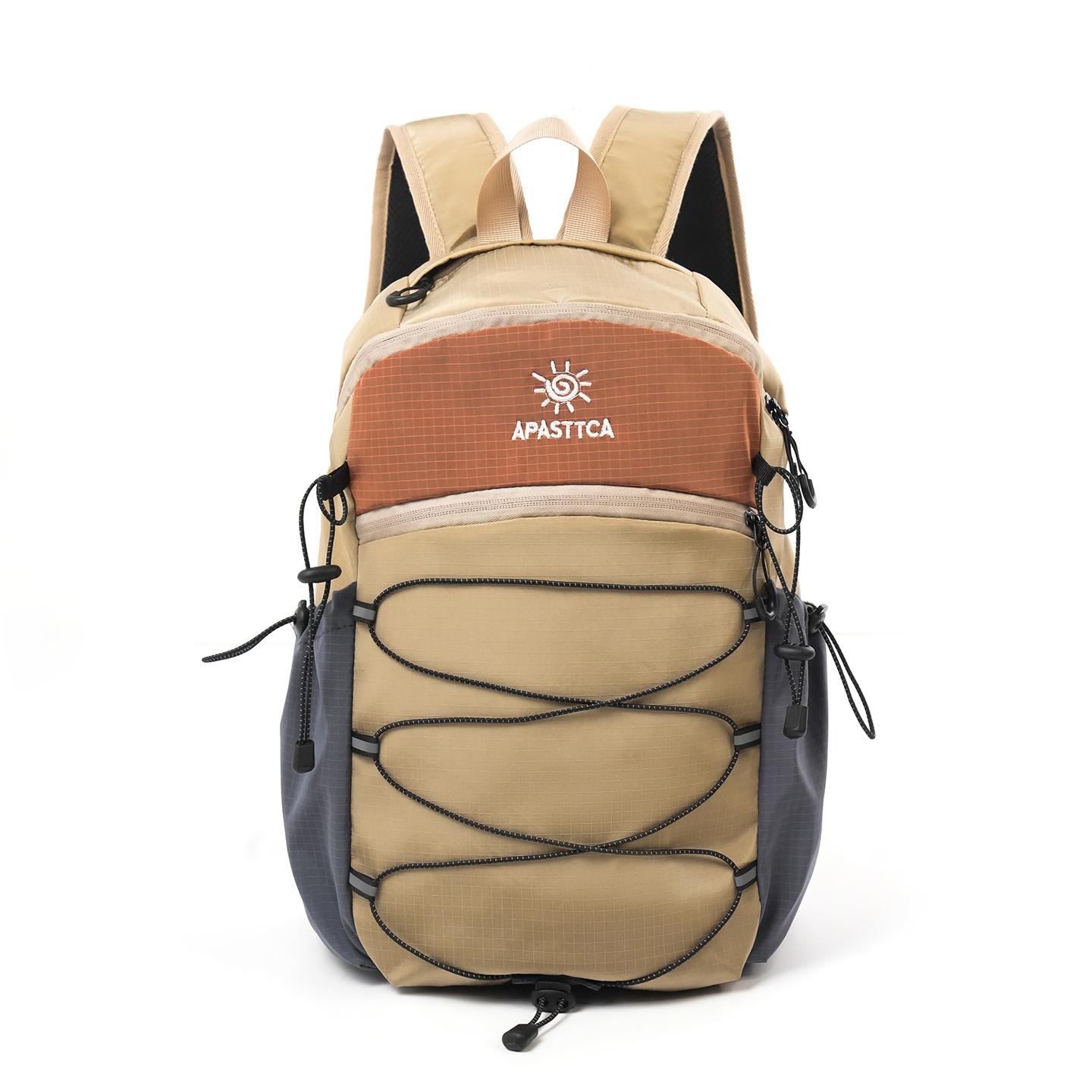 

Color Block Hiking Backpack with Multiple Pockets Lightweight Outdoor Travel Bag for Men and Women хакі