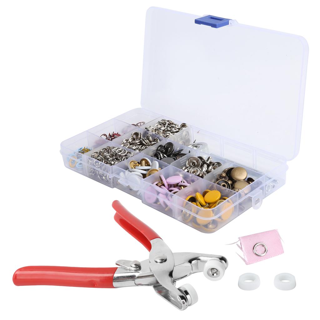 Snap Button Kit Colorful Brass Prong Press Stud Snap Fasteners with Installation Tool Set