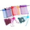 100PCS Multicolored Mesh Gift Bags with Drawstring Transparent Organza Bags Wedding Parties Valentine's Day Gift Storage Tools
