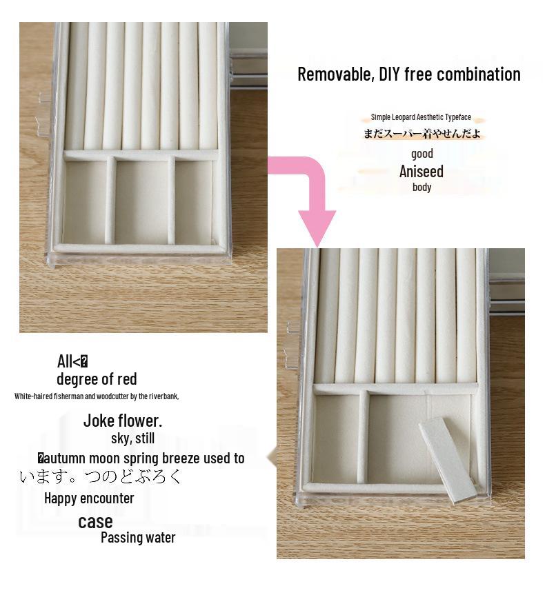 Three-Drawer Velvet Jewelry and Cosmetic Organizer with Necklace, Earring, and Ring Display