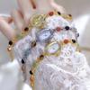 Women's Vintage Colorful Jade Bracelet Wristwatches Clock Oval Dial Quartz Waterproof Watch