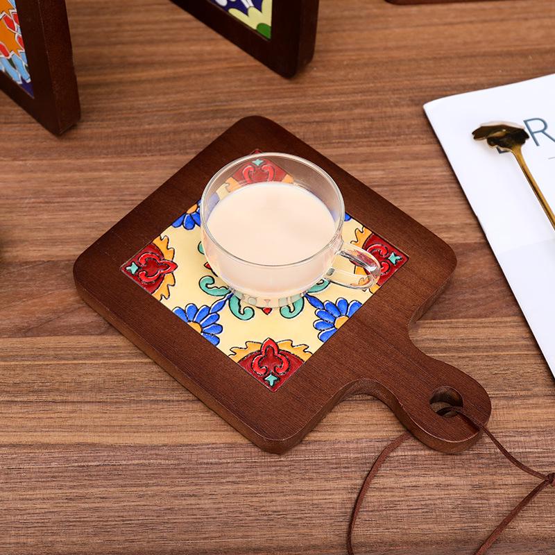 Retro Solid Wood Anti-Scalding Pot Mat and Coaster