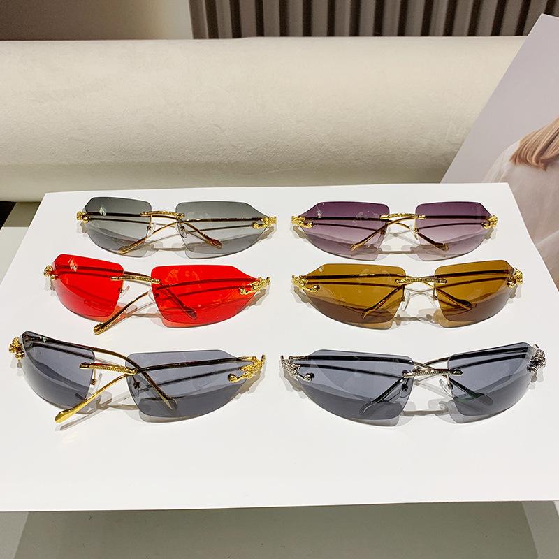 Cat'S Eye Sunglasses Metal Trend Sunglasses Borderless Leopard Head Glasses