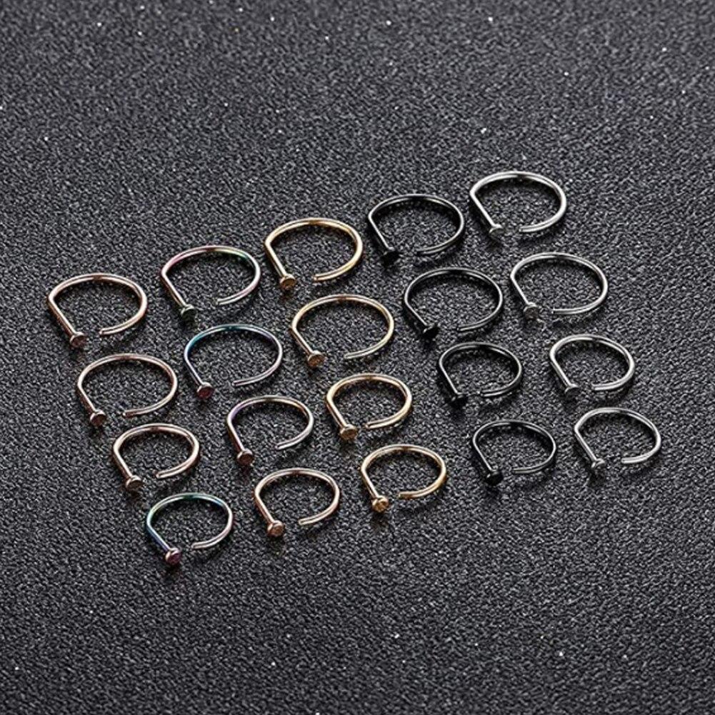 0.8/1cm Alloy Nose Rings D Shape Nose Hoop Stud Ear Cartilage Piercing Nose Nostril Piercing Nariz Body Jewelry Piercings