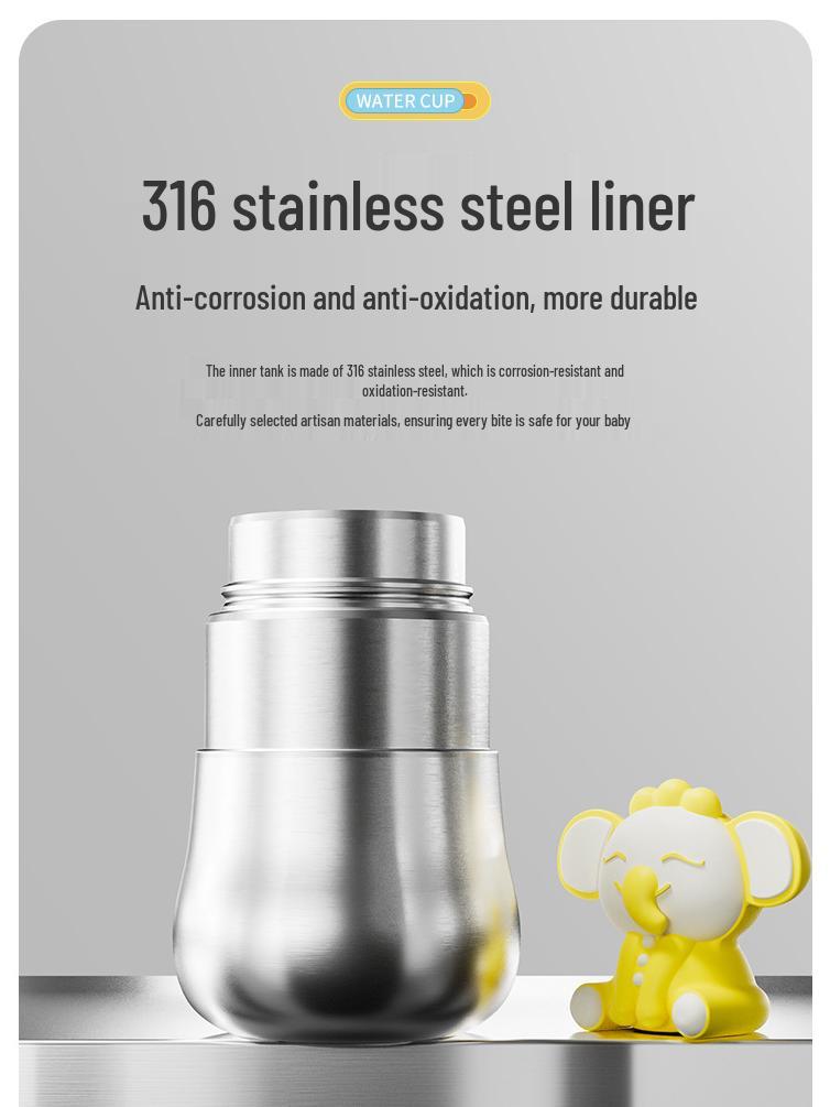Niedlicher Haustier-Milchbecher: Babyflasche aus Edelstahl 316 mit Strohhalm für Kinder – Ideal für Milch und Haushaltsgebrauch
