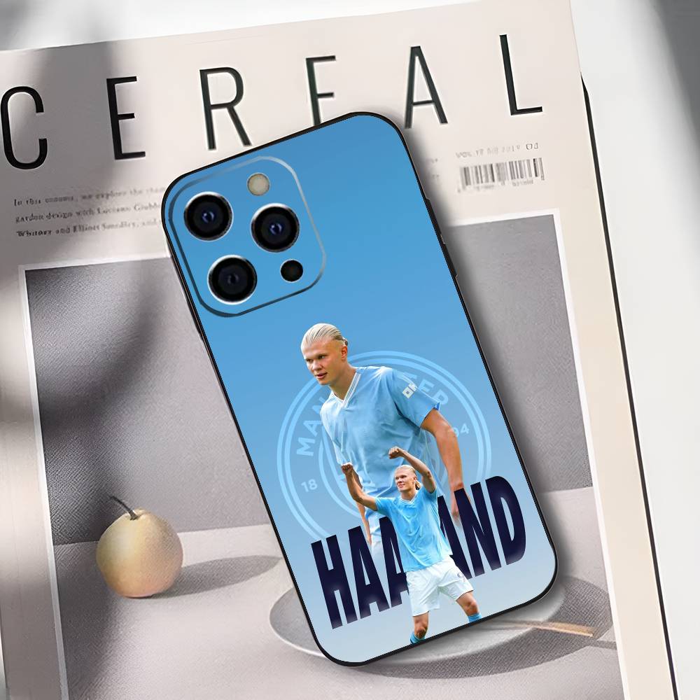 Football E-Erling H-Haaland Phone Case For IPhone 17,16,15,14,13,12,11,Plus,Pro,Max,Plus,XS,soft Case Black Silicone