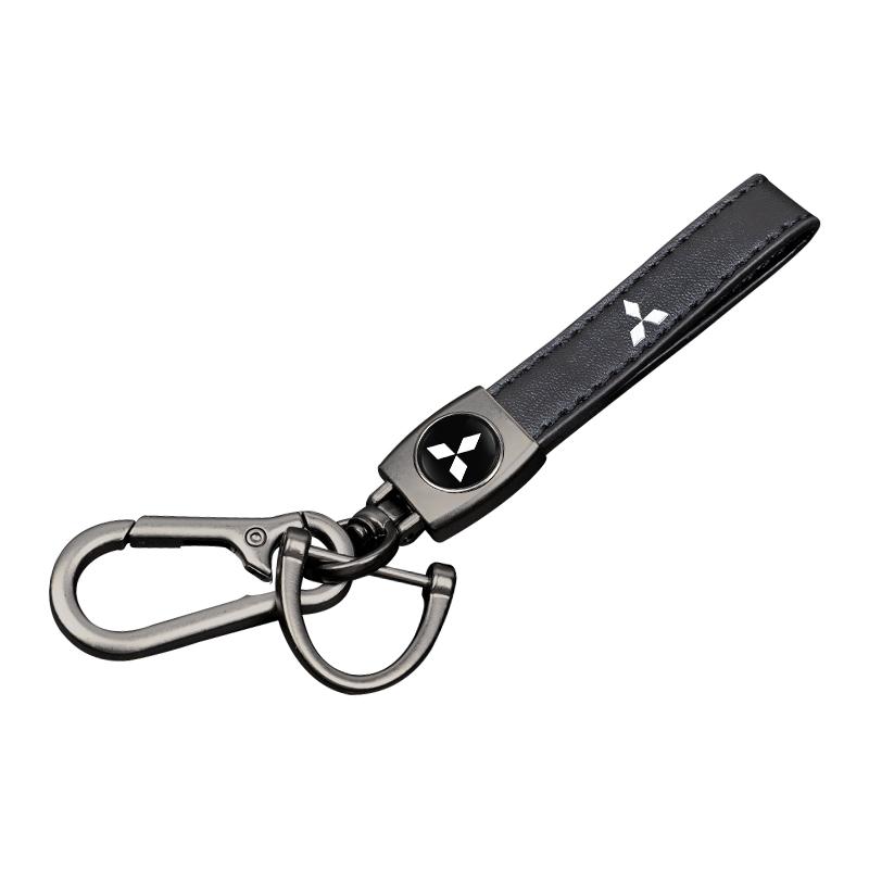 

1Pcs Car Metal Key Chain Auto Fine leather Emblem Key Ring For Mitsubishi Lancer Ralliart ASX Mirage Pajero Xpander Attrage L200