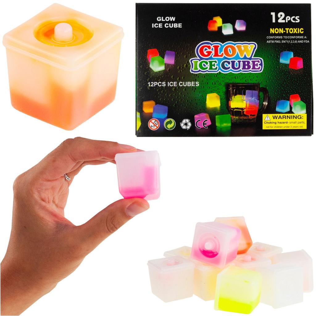 TG53193 ICE CUBES Glowing Colorful FLUO 12 Pcs Ice Cube