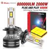 Dualvision 800000LM Turbo H1 H4 H7 LED 2000W 6000K Headlight Canbus 9005 HB3 9006 HB4 9012 HIR2 9084 CSP Chip Car Lamp With Fan