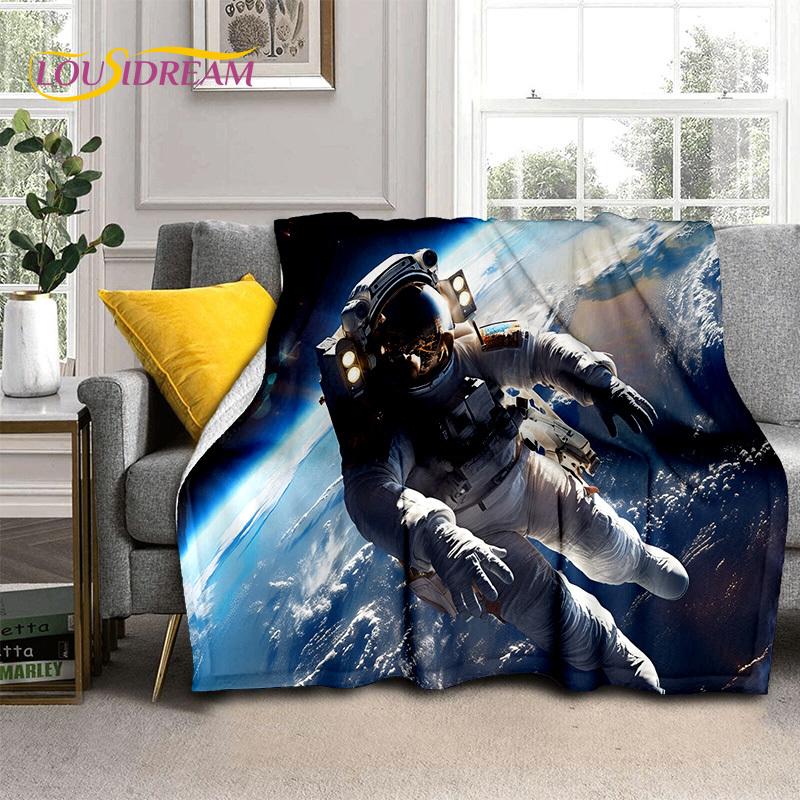 Astronaut Dream Universe Spaceman 3D Outer Space Cartoon Soft Blankets,Throw Blanket for Picnic Beds Home Bedroom Cover Kid Gift