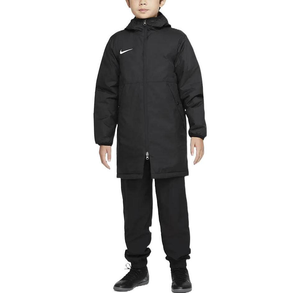 Nike Jacke Lässig Kapuze Reißverschluss Aufgesetzte Tasche Logoprint Kinderjacken Schwarz CW6158-010