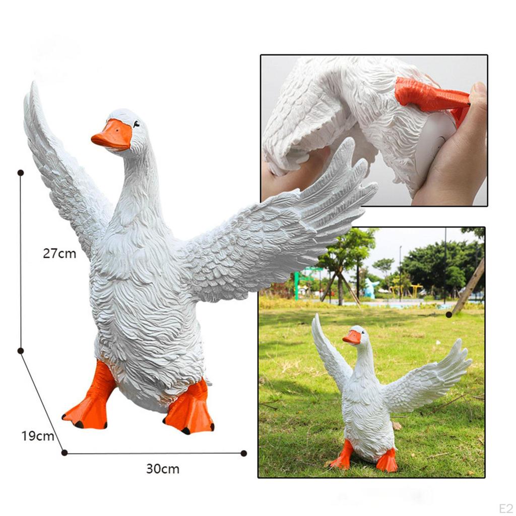 Duck Statue Animal Sculpture Sturdy Lifelike Garden Decor White PVC Ornament for Backgard