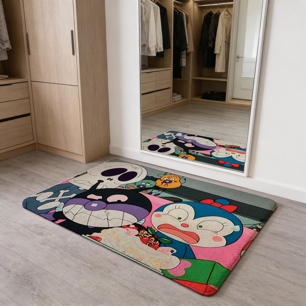 Anime Kawaii A-Anpanman Floor Mat Flannel Door Mat Non-Slip Absorbent Washable Indoor Home Rug
