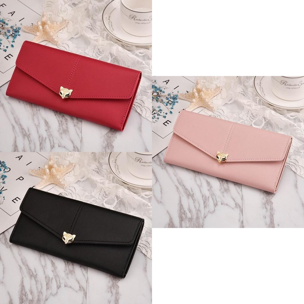 New Fashion Lady Fox Decorated Long Women's Wallet Korean Style Women's Cute Leather Clip Multi-card Slot Phone Bag Trendy Soft