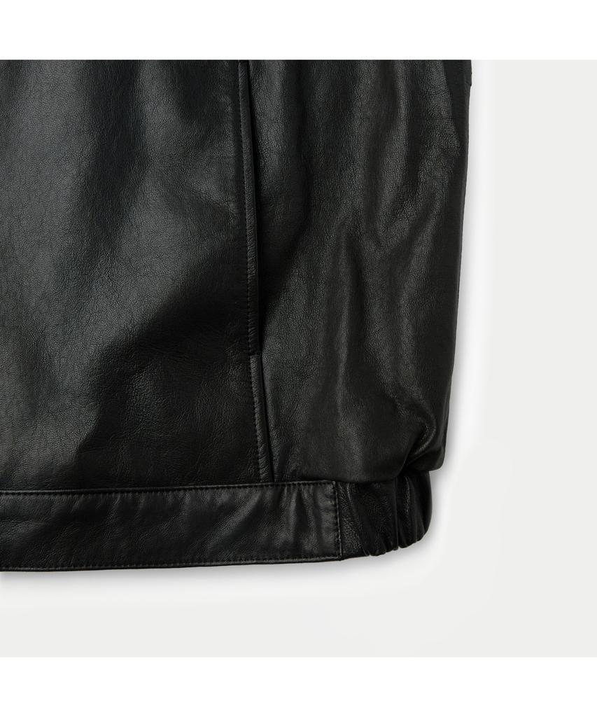Customellow Black Leather Hood Jacket Cwuda26511Bkx
