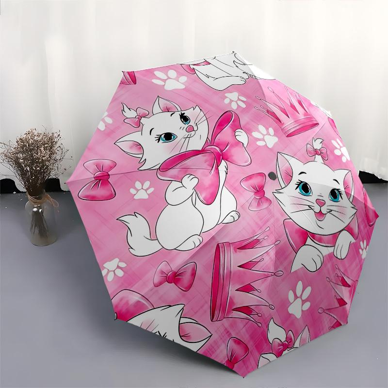 Marie, Pink Themed Automatic Opening and Closing Umbrella, Brightly Colored 8-rib Portable Umbrella, Suitable for Men and Women, A Perfect Gift for Ch