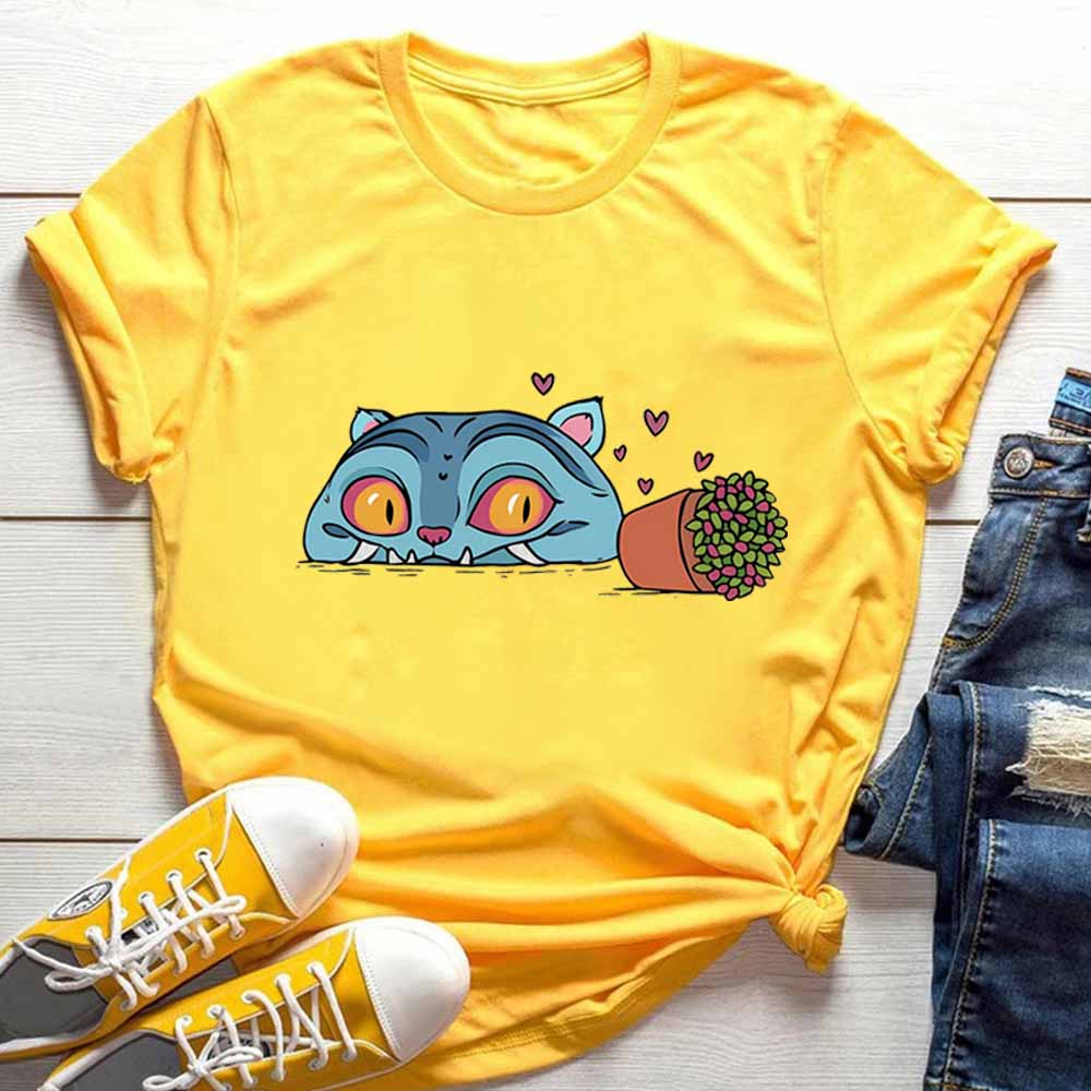 Derpy Blue Tiger Play with Pot Graphic Tee Funny Demon Hunters Shirt Cute Derpy The Tiger T-shirt Short Sleeve Harajuku Top 110