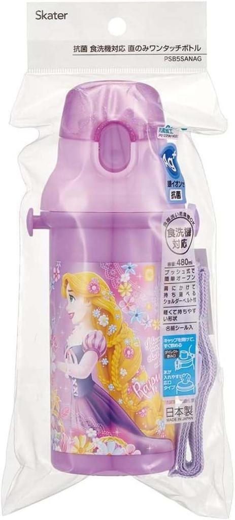 Skater Disney Tangled Water Bottle, 24 oz (480ml), Kids' Plastic, Child-Friendly, Lightweight, Made in Japan, PSB5SANAG-A