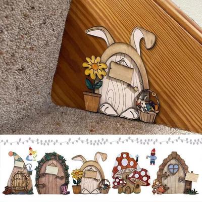 Cartoon Holz Mini DIY Tür Märchen Tor Tür Dekoration Garten Hof Dekoration Fee Elf Tür Handwerk Ornamente