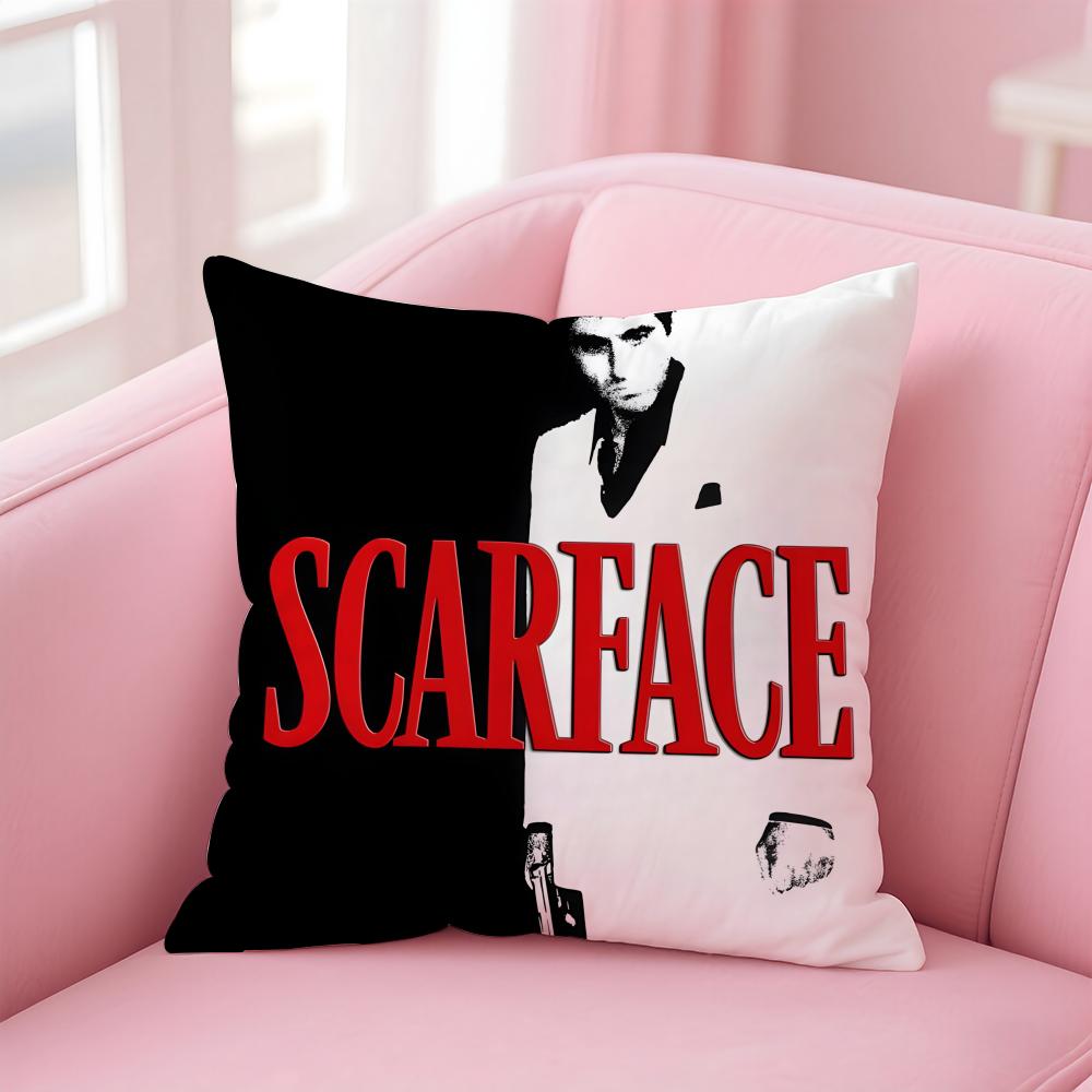 S-Scarface A-Al Pacinos Cushion Cover Pillowcase Short Plush Invisible Zipper Room Sofa Cushion Cover