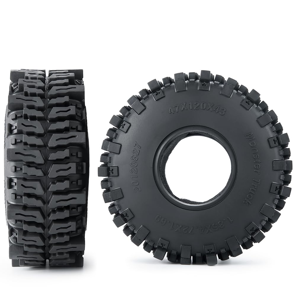 120mm 1.9 Rubber Rock Tires Wheel Tires for 1/10 RC Rock Crawler SCX10-AXI03007 (4 Pieces)