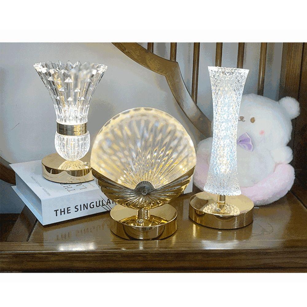 Dimmable Crystal Table Lamp Touch Control Soft Lights LED Desk Lamp Vase Design Ornaments Atmosphere Light Restaurant Ambiance