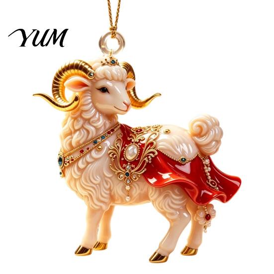 Winter Wonderland Party Supplies 2D Flat Christmas Sheep Hanging Ornament with Lanyard, Acrylic Decorative Holiday Charms Tree Pendant for Home