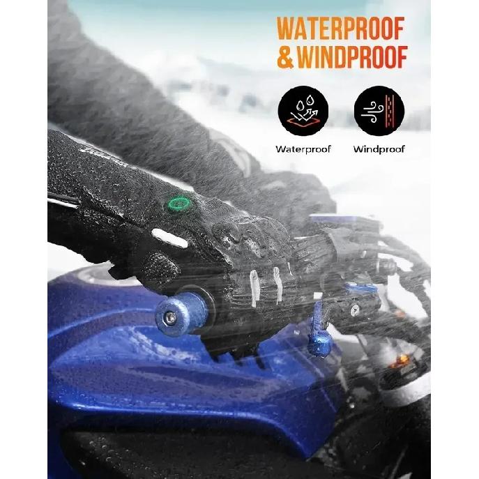 KEMIMOTO Heated Gloves For Snowmobile Winter Moto Heated Gloves Warm Waterproof Rechargeable Heating Thermal Gloves Outdoor UTV