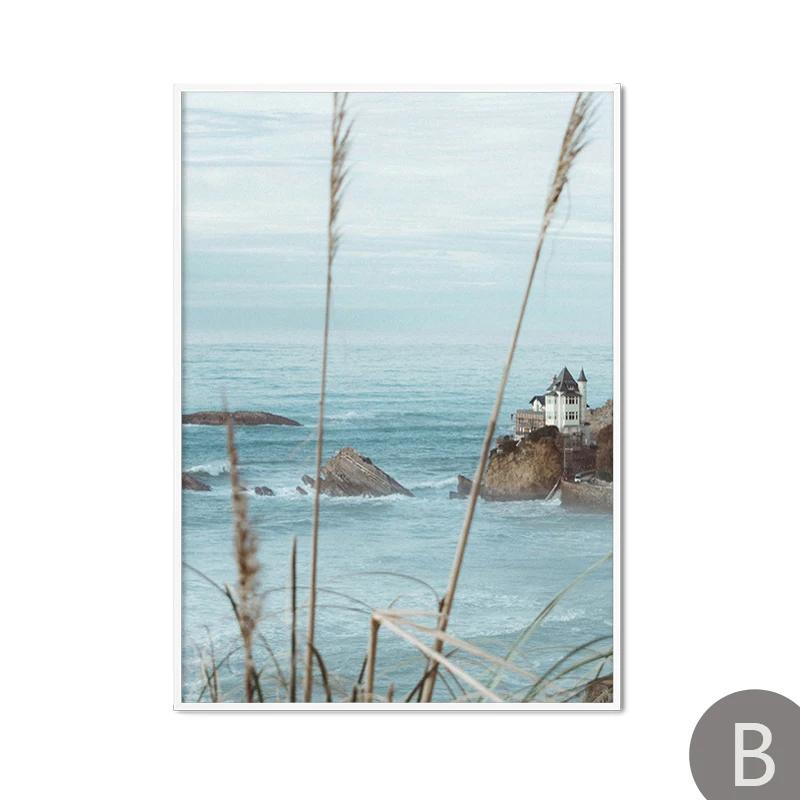 

Картина на холсте в скандинавском стиле с изображением океана, лодки, пляжа, морского пейзажа, художественная печать на холсте, декоративные элегантные картины для гостиной 21x30cm No Framed