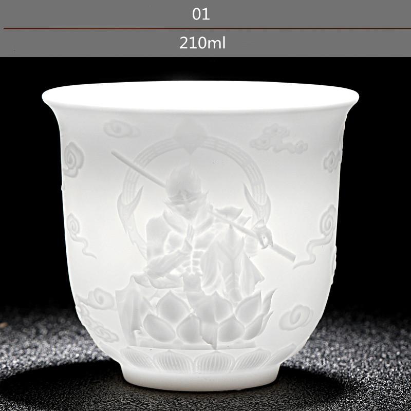 Chinese White Porcelain Tea Cup Hand Three-dimensional Relief Tea Bowl Large Capacity Tea Cup Set Tea Ceremony Cup For Tea