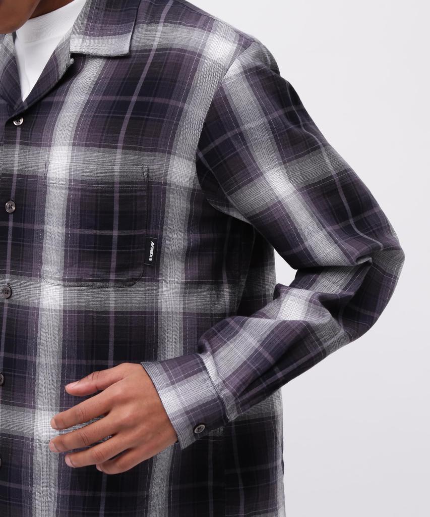 Avirex OMBRE CHECK SHIRT NYC Long Sleeve Ombre Check New York Size Shirt, City, Men's, L, 010, Black, 783-5120007