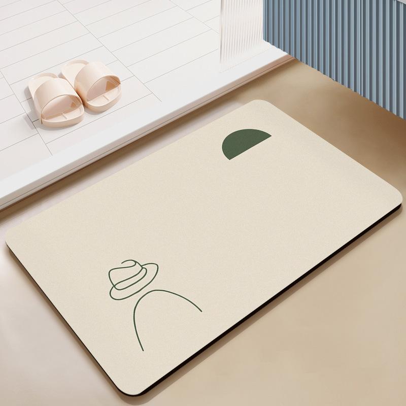 Modern Simple Wind Milk Color Household Diatom Mud Mat Simple Advanced Sense Bathroom Mat Non-slip Absorbent Mat