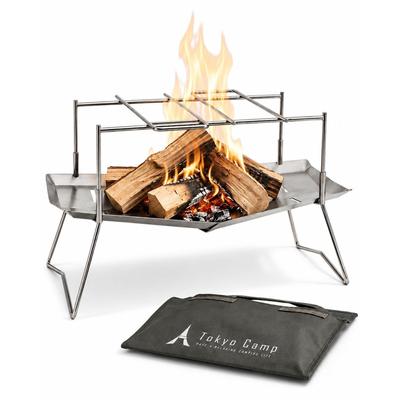 Tokyo Camp Fire Pit HAKOSUKA Folding Type A4 Storage Compact Lightweight 985g Stainless Steel Solo Camping Outdoor Barbecue Grill