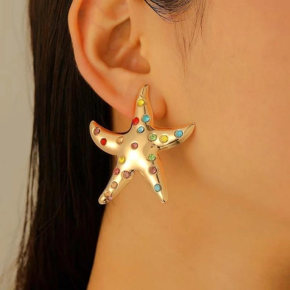 Colorful Starfish Stud Earrings Luxury Drop Earrings Trendy Dangle Earrings for Women