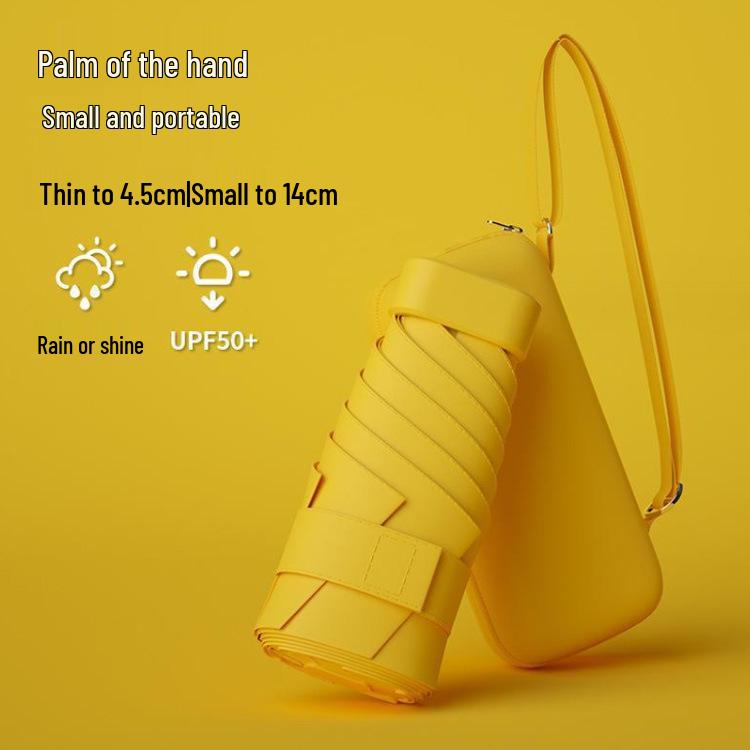 New Macaron Color Five-Fold Ultra-Light Sun Protection Compact Mini Umbrella with Buckle Handle