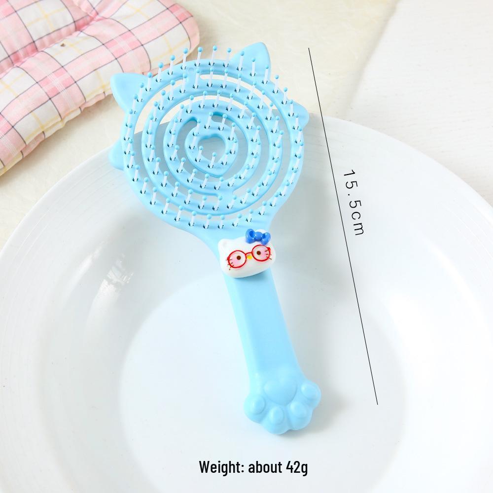 Cartoon Cat Paw Cushion Comb: Cute, Soft, Portable Travel Brush with Heart Massage Design