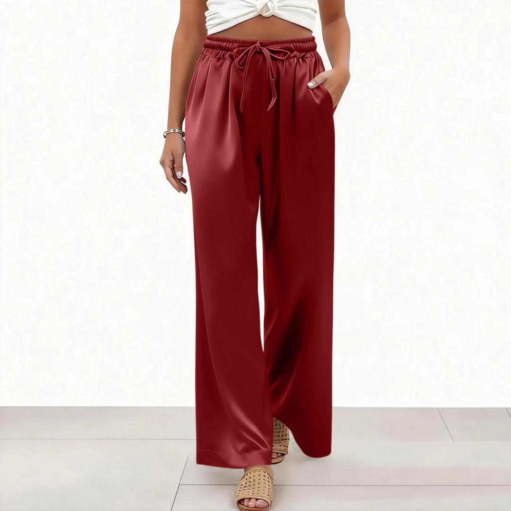 Womens Palazzo Pants Summer Casual Flowy Wide Leg Trousers Beach Travel Vacation Outfits