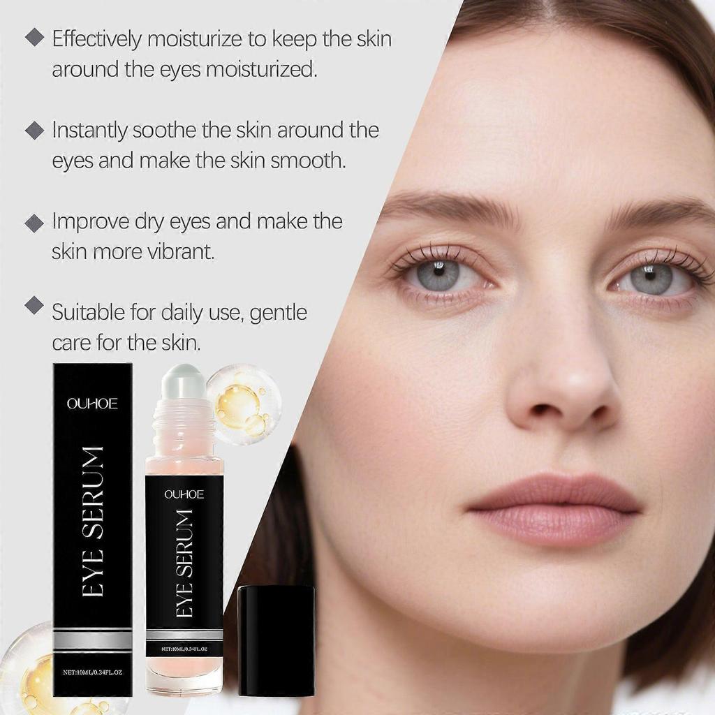 Eye Serum with Collagen, Niacinamide & Rose Extract, 10ml Anti-Aging Eye Treatment for Dark Circles, Fine Lines & Puffiness, Hydrating Soothing Roller