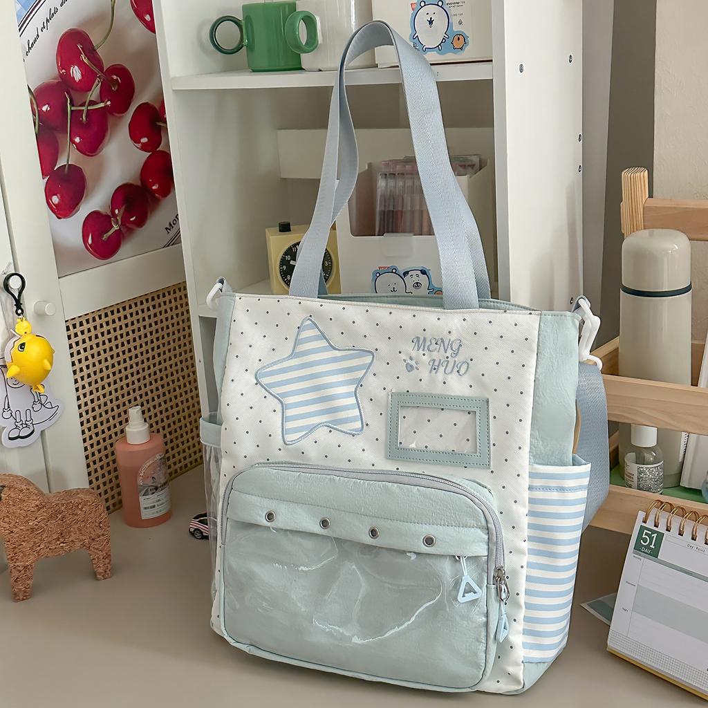 School bag cute and sweet pain bag for middle school students, high aesthetic value color-blocking Japanese niche design for girls' shoulder bag