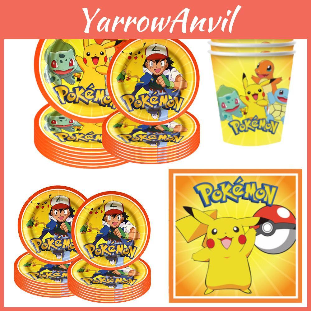 Pokemon Pikachu Party Paper Plate And Cup Set With Cartoon Print For Birthday Celebrations