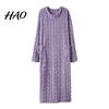 Lyxig Jacquard Loungewear Damflanell Nattlinne Fluffigt Plysch Varm Rundhalsad Lång Sovkläder Lös Vintertröja Nattlinne med Fickor