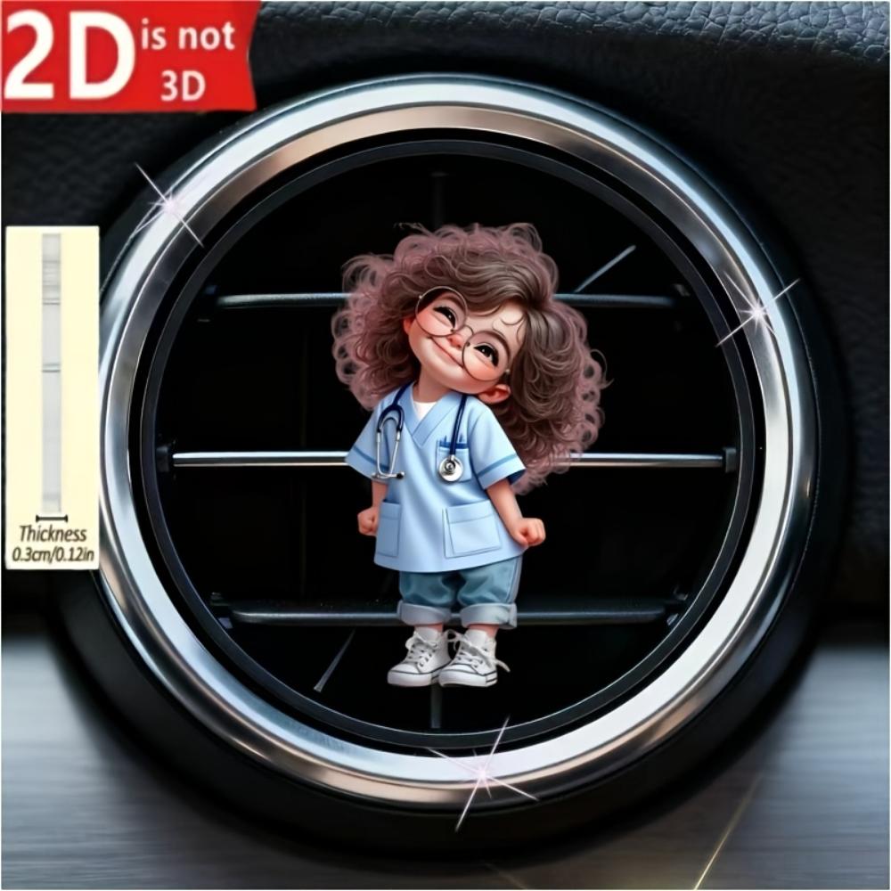 2D Flat Cute Child Car Vent Clip Decorative Diffuser (fragrance Not Included), Car Interior Decoration, Aromatherapy Clip, Ideal for Holiday Gifts