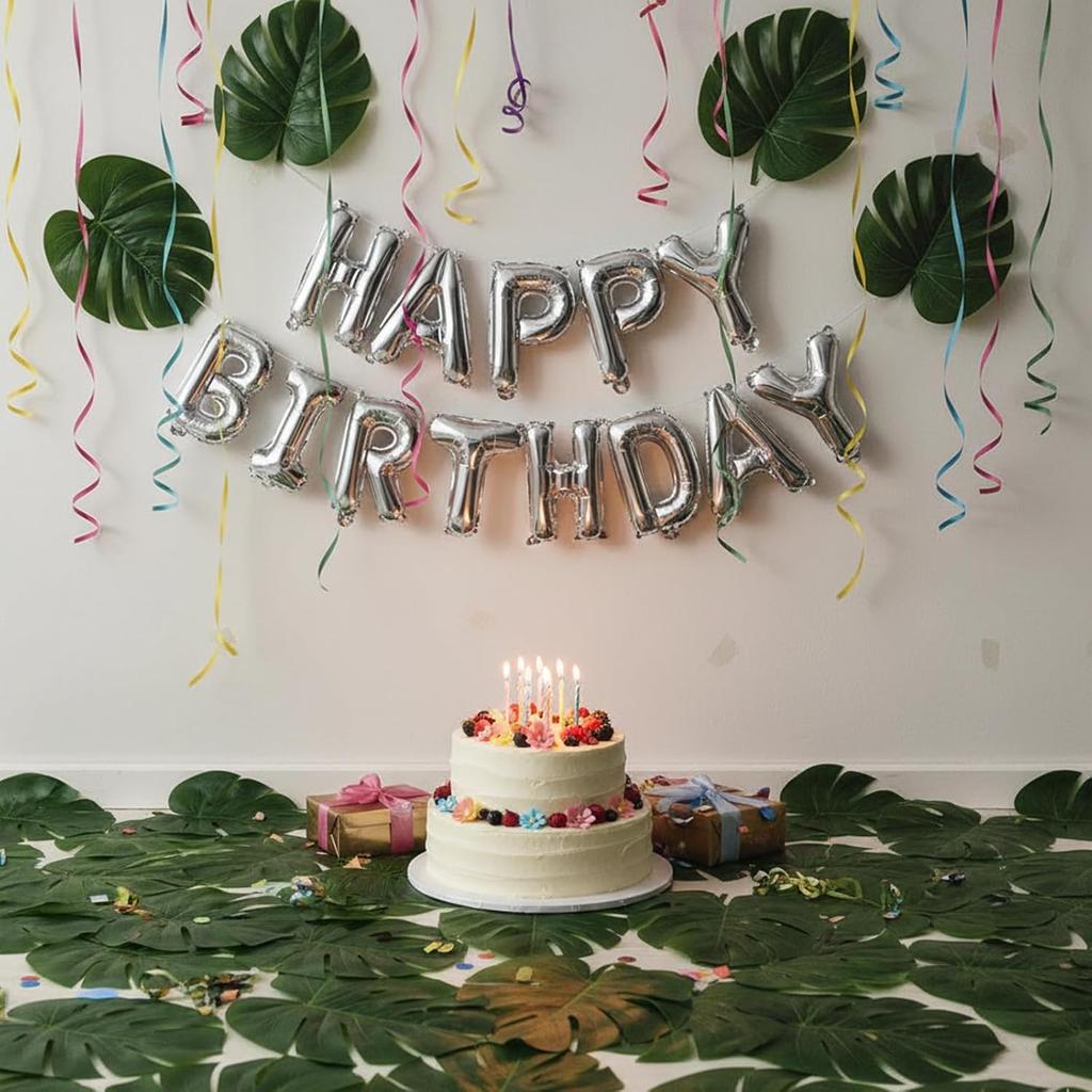 60 Pack Artificial Palm Leaves Party Decorations, Monstera Leaves,Small and Large Size 30 Each, for Home Wedding Tropical Theme Decor
