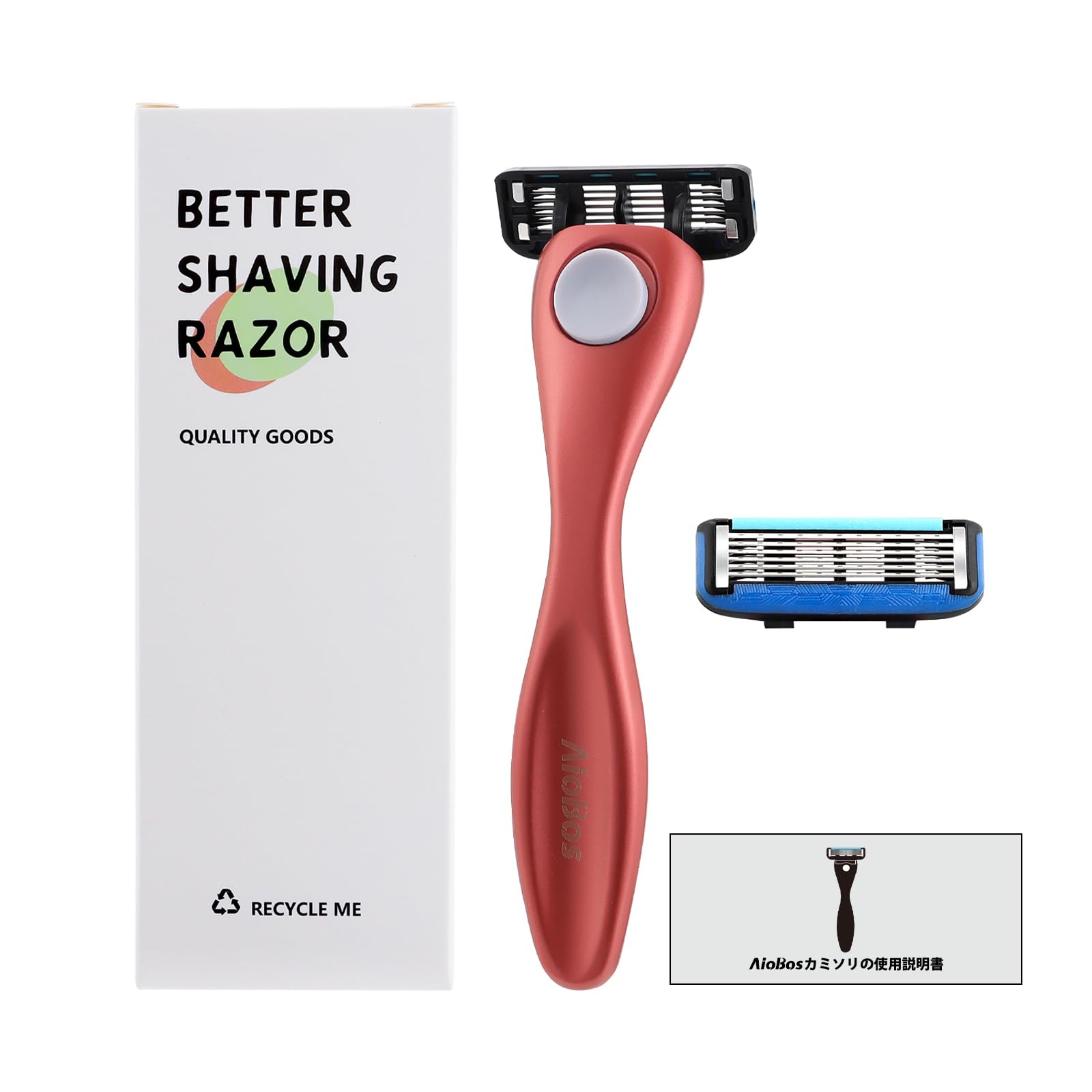 

AioBos Бритва для чувствительной кожи Pearl с держателем лезвия и 1 сменным лезвием 6-лезвийная, Унисекс, Красная,