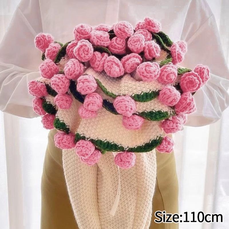 Finished Crochet Flower Rose Bouquet Blanket Handmade Romantic Knitted Rose Floral Bed Throw Blankets Birthday Wedding Gifts