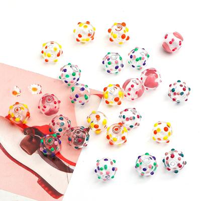 1pc 14mm Dotted Hand-Painted Drop Oil Glass Beads for Necklace Bracelet Accessories