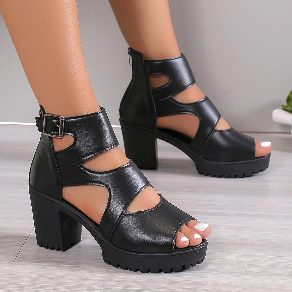 Roman Shoes High Heeled Thick Bottom Sandals Super High Heeled Women's Shoes