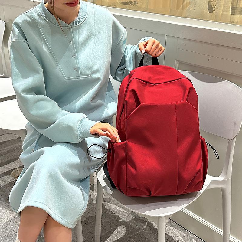 Schoolbag Simple Large Capacity Ins Solid Color Computer Backpack University High School Schoolbag Mori Department Campus Canvas Backpack Men and