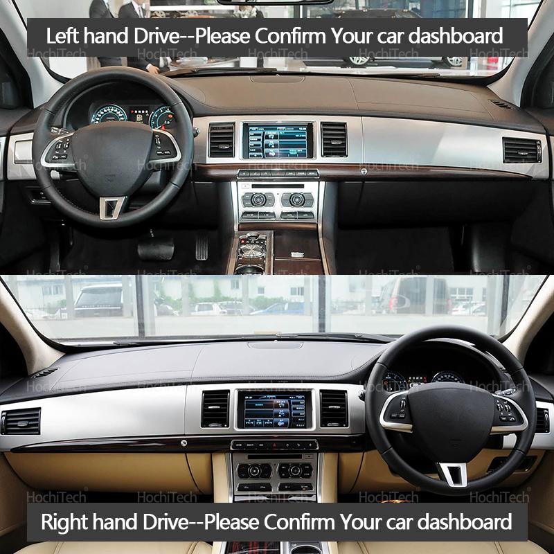 Car Dashmat Black/Brown Leather Dashboard Cover Suede Leather Dash Mat Pad Sunshade Accessories for Jaguar XF X250 2008-2015